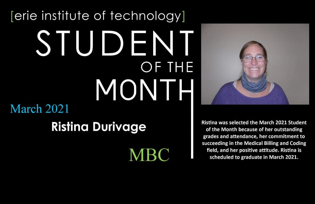 Ristina Durivage Named Student of the Month for March 2021
